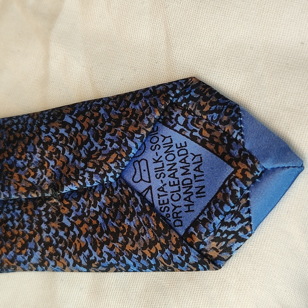 Italo Ferretti Silvia Marina Blue and Brown handmade in Italy tie - Picture 7 of 7